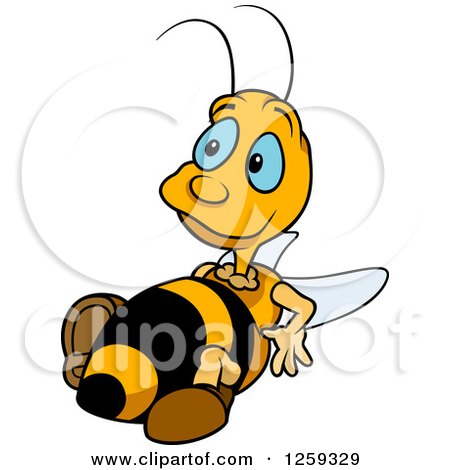 Clipart of a Chubby Bee Resting - Royalty Free Vector Illustration by dero