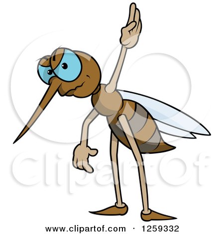 Clipart of a Mad Mosquito Raising a Hand - Royalty Free Vector Illustration by dero