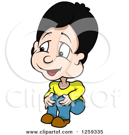 Clipart of a Boy Sitting - Royalty Free Vector Illustration by dero