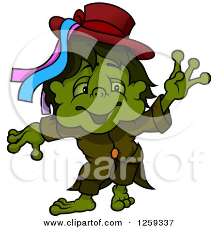 Clipart of a Waving Water Goblin - Royalty Free Vector Illustration by dero