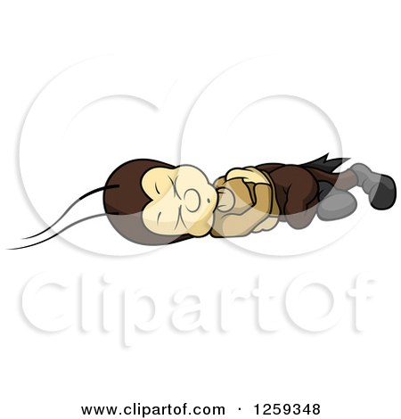 Clipart of a Cricket Sleeping on the Ground - Royalty Free Vector Illustration by dero