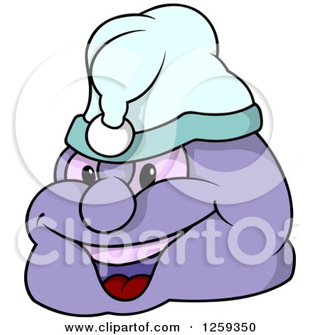Clipart of a Rock in a Sleeping Hat - Royalty Free Vector Illustration by dero