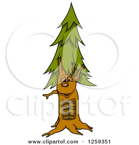 Clipart of a Conifer Tree Character - Royalty Free Vector Illustration by dero
