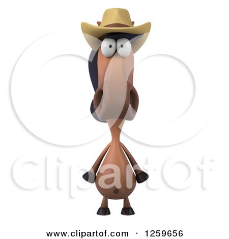 Clipart of a 3d Horse Wearing a Cowboy Hat - Royalty Free Illustration by Julos