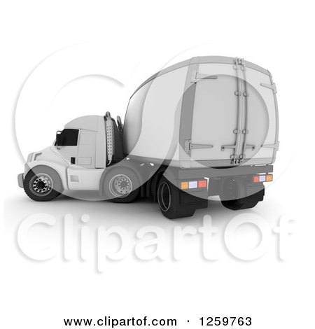 Clipart of a 3d White Big Rig Truck Turning - Royalty Free Illustration by KJ Pargeter
