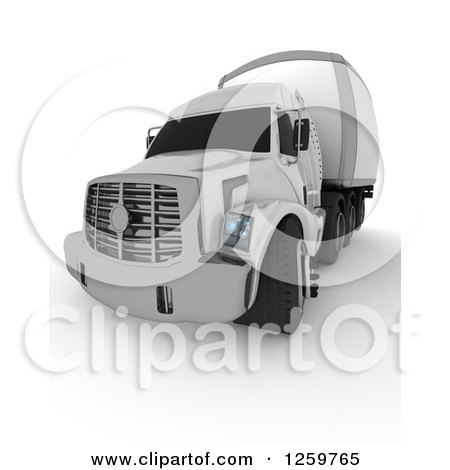 Clipart of a 3d White Big Rig Truck from the Front - Royalty Free Illustration by KJ Pargeter