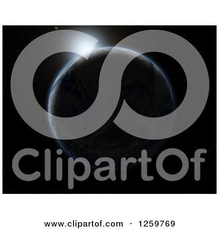 Clipart of a 3d Eclipse and Planet Earth - Royalty Free Illustration by KJ Pargeter
