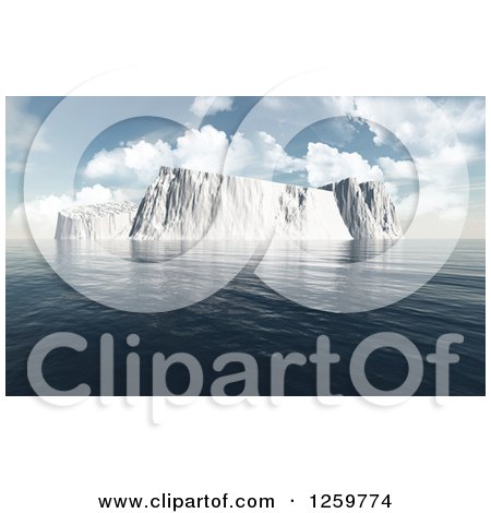 Clipart of a 3d Large Iceberg in the Ocean - Royalty Free Illustration by KJ Pargeter