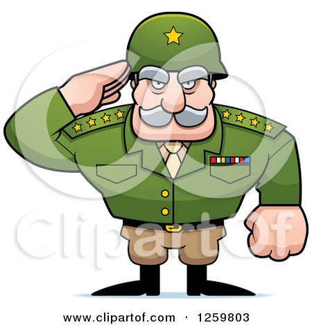 Clipart of a Caucasian Army General Man Saluting - Royalty Free Vector Illustration by Cory Thoman