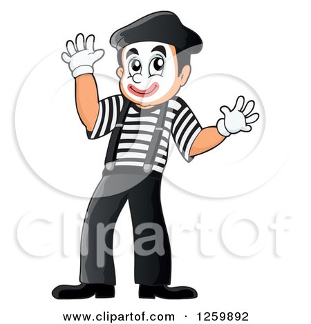 Clipart of a Male Mime Performing - Royalty Free Vector Illustration by visekart