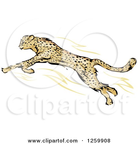 Clipart of a Leaping Cheetah Mascot - Royalty Free Vector Illustration by BNP Design Studio