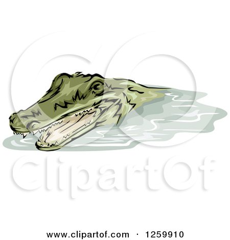 Clipart of a Swimming Crocodile Mascot - Royalty Free Vector Illustration by BNP Design Studio