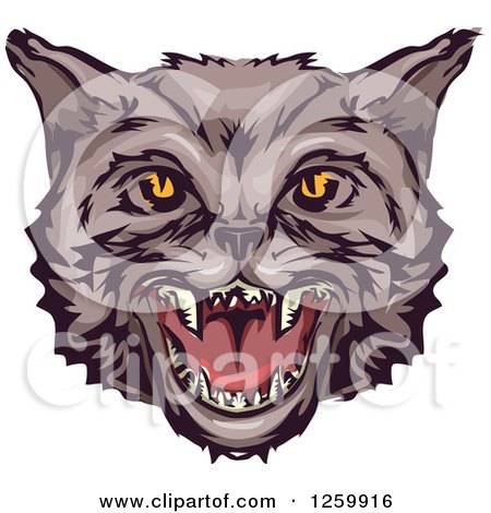 Clipart of a Hissing Wildcat Mascot - Royalty Free Vector Illustration by BNP Design Studio