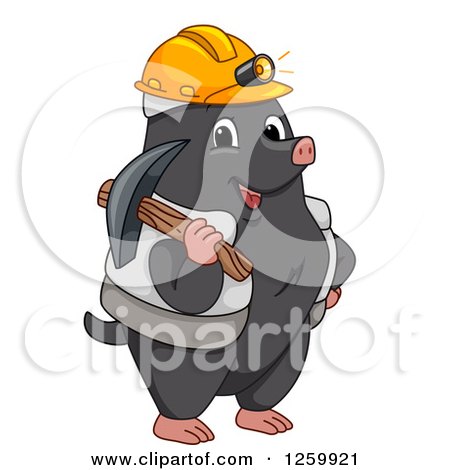 Clipart of a Happy Miner Mole with Gear - Royalty Free Vector Illustration by BNP Design Studio