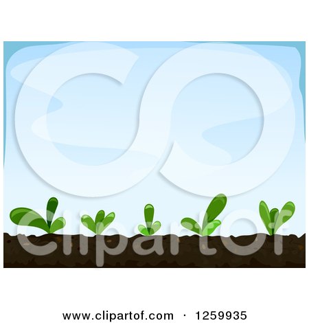 Clipart of Seedling Plants over Blue Sky - Royalty Free Vector Illustration by BNP Design Studio