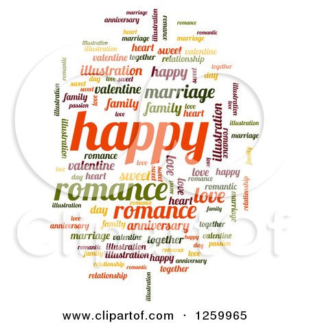 Clipart of a Romance and Happy Word Collage on White - Royalty Free Illustration by oboy