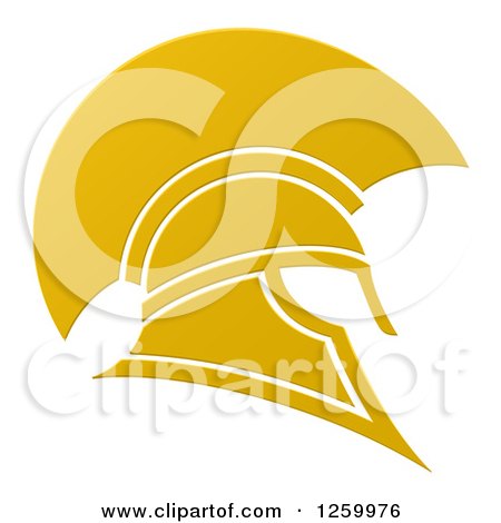 Clipart of a Golden Spartan Trojan Helmet - Royalty Free Vector Illustration by AtStockIllustration