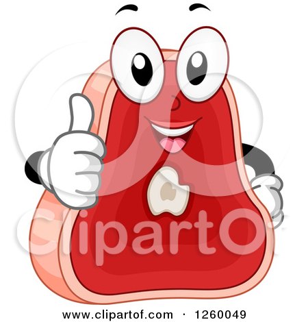 Clipart of a Steak Character Holding a Thumb up - Royalty Free Vector Illustration by BNP Design Studio