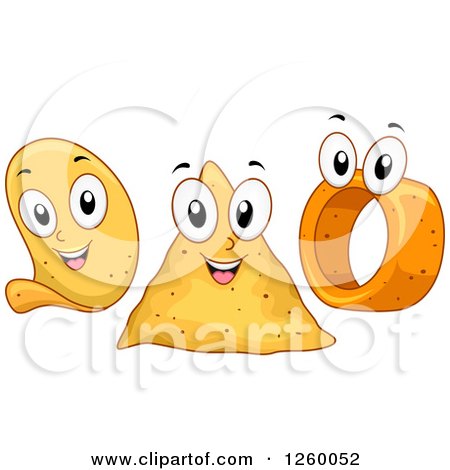 Clipart of Happy Chip Characters - Royalty Free Vector Illustration by BNP Design Studio