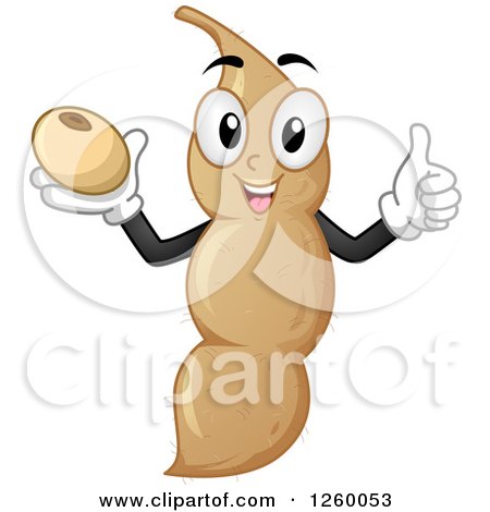 Clipart of a Happy Soy Bean Holding a Thumb up - Royalty Free Vector Illustration by BNP Design Studio