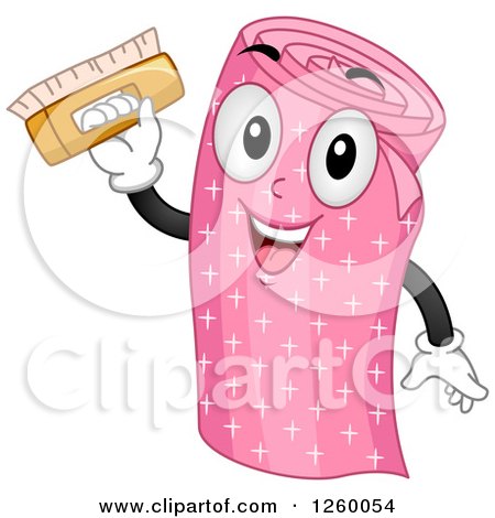 Clipart of a Roll of Pink Wallpaper Holding a Brush - Royalty Free Vector Illustration by BNP Design Studio