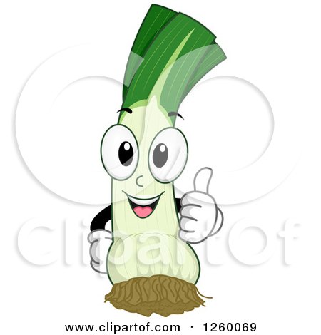 Clipart of a Happy Leek Character Giving a Thumb up - Royalty Free Vector Illustration by BNP Design Studio