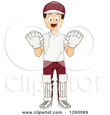 Clipart of a Cricket Wicket Keeper Boy - Royalty Free Vector Illustration by BNP Design Studio
