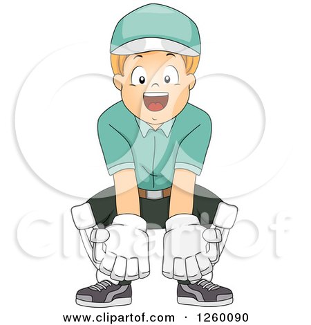 Clipart of a Cricket Wicket Keeper Boy - Royalty Free Vector Illustration by BNP Design Studio