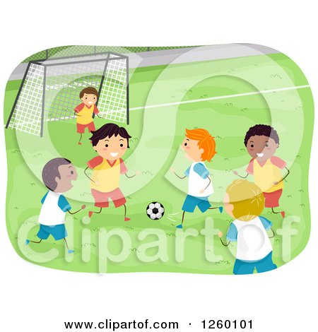 Clipart of Boys Playing Soccer - Royalty Free Vector Illustration by BNP Design Studio