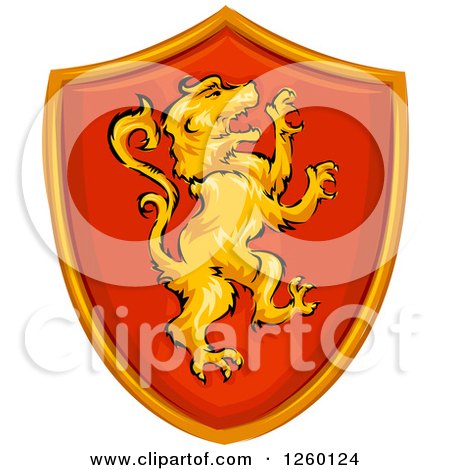 Clipart of a Heraldic Shield with a Lion - Royalty Free Vector Illustration by BNP Design Studio