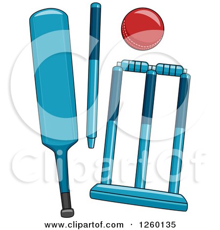 Clipart of Cricket Game Equipment - Royalty Free Vector Illustration by BNP Design Studio