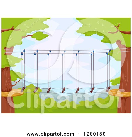 Clipart of a Foot Bridge Connecting Trees - Royalty Free Vector Illustration by BNP Design Studio
