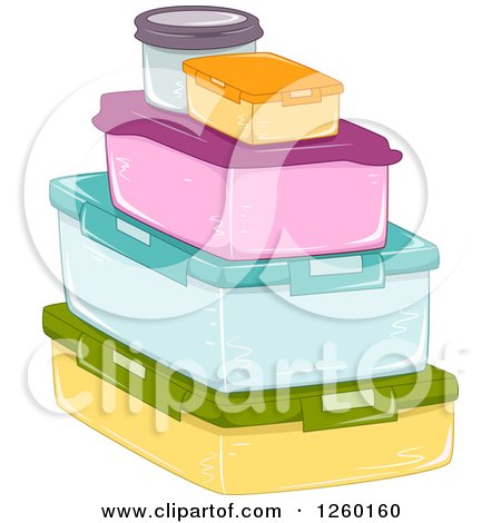 Clipart of a Stack of Colorful Food Containers - Royalty Free Vector Illustration by BNP Design Studio