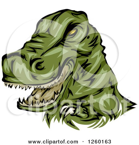 Clipart of a Green Dinosaur Mascot - Royalty Free Vector Illustration by BNP Design Studio