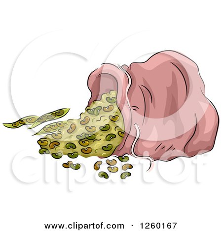 Clipart of a Spilled Bag of Beans - Royalty Free Vector Illustration by BNP Design Studio