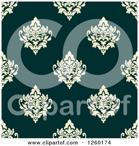 Clipart of a Seamless Pattern Background of Vintage Damask Floral - Royalty Free Vector Illustration by Vector Tradition SM