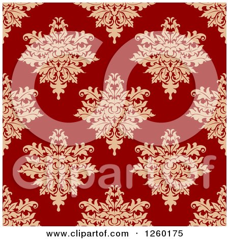 Clipart of a Seamless Pattern Background of Vintage Damask Floral - Royalty Free Vector Illustration by Vector Tradition SM