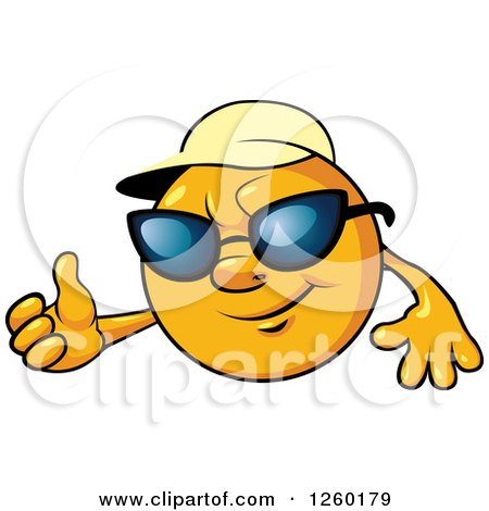 Clipart of a Happy Summer Sun Wearing Shades and a Hat and Giving a Thumb up - Royalty Free Vector Illustration by Vector Tradition SM