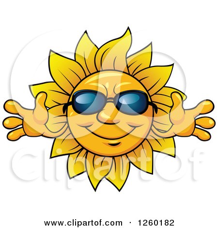 Clipart of a Happy Summer Sun Wearing Sunglasses - Royalty Free Vector Illustration by Vector Tradition SM