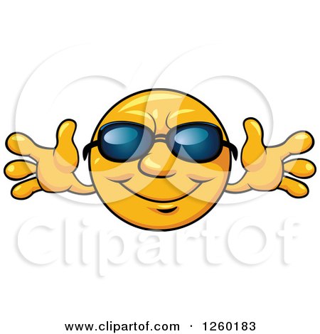 Clipart of a Happy Summer Sun Wearing Sunglasses - Royalty Free Vector Illustration by Vector Tradition SM