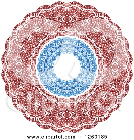 Clipart of a Red and Blue Medieval Lace Circle Design - Royalty Free Vector Illustration by Vector Tradition SM