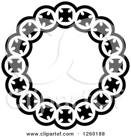 Clipart of a Black and White Medieval Lace Circle Design - Royalty Free Vector Illustration by Vector Tradition SM