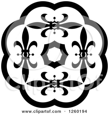 Clipart of a Black and White Medieval Lace Circle Design - Royalty Free Vector Illustration by Vector Tradition SM
