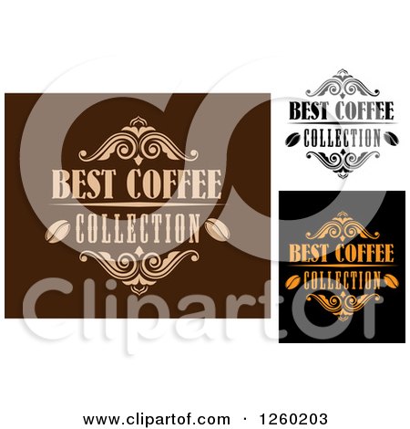Clipart of Best Coffee Text Designs - Royalty Free Vector Illustration by Vector Tradition SM