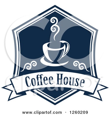 Clipart of a Navy Blue Coffee House Design - Royalty Free Vector Illustration by Vector Tradition SM