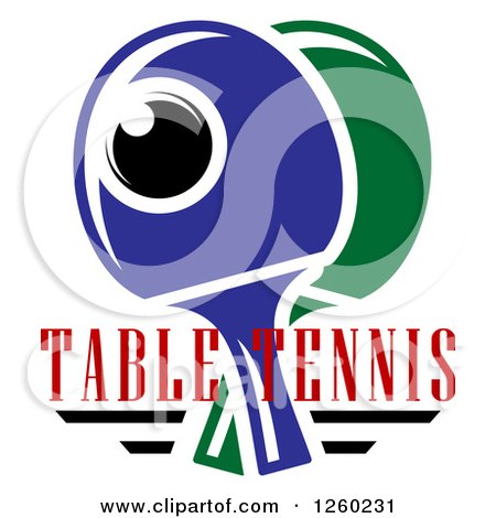 Clipart of a Ping Pong Ball and Table Tennis Paddles with Text - Royalty Free Vector Illustration by Vector Tradition SM