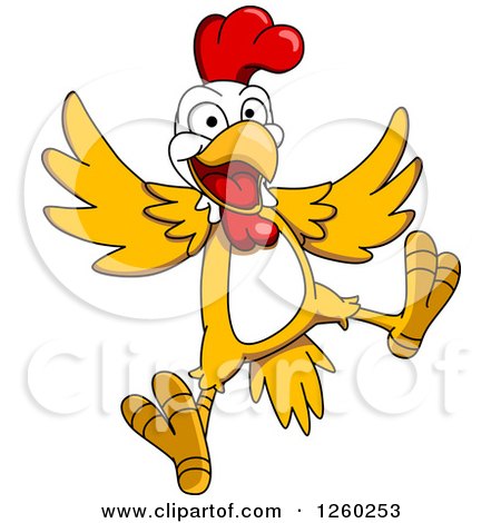 Clipart of a Jumping Chicken - Royalty Free Vector Illustration by Vector Tradition SM