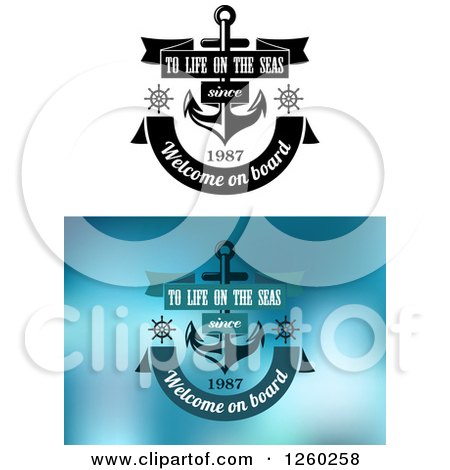 Clipart of to Life on the Seas Since 1987 Welcome on Board Anchor Design - Royalty Free Vector Illustration by Vector Tradition SM