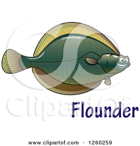 Clipart of a Happy Flounder Fish over Text - Royalty Free Vector Illustration by Vector Tradition SM