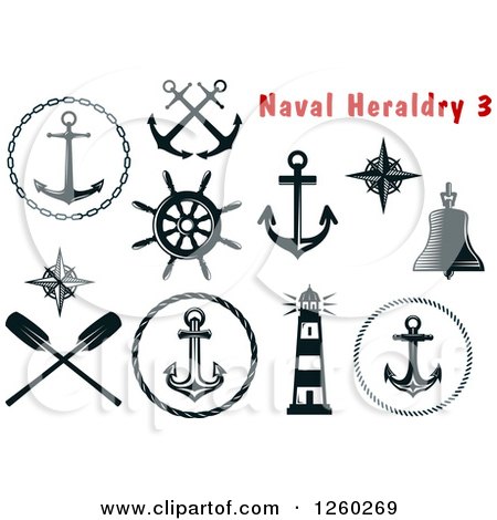 Clipart of Naval Heraldry Designs - Royalty Free Vector Illustration by Vector Tradition SM